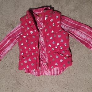 Penelope Mack 2pc Shirt Vest Set Toddler Girls Hearts Stripes Ruffles 18 Mo.